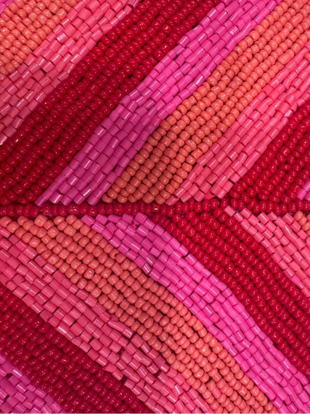 KayLee New York Handmade Seed Bead Coin Purse Pink Red Striped Zip Pouch - Picture 5 of 12